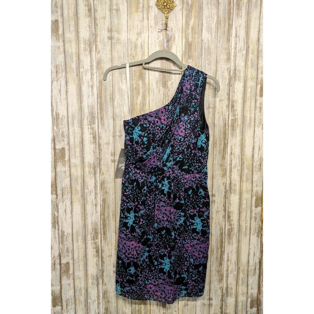 Cyan By Shoshanna One Shoulder Cocktail Dress Purple Teal Size 8 NWT